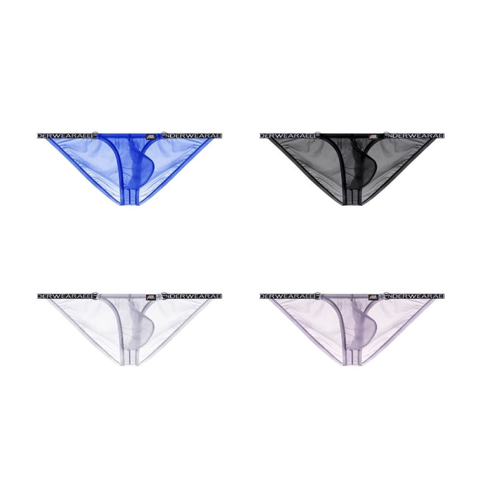 JEWYEE AY 733 - 4-pack Men’s  See-through Ultra Thin Ice Silk G-String Briefs