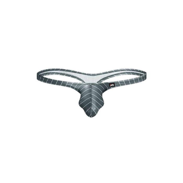 JEWYEE AY 724 - 4-Pack Men’s Satin Ice Silk Striped Thongs - Cooling, Breathable with Extended Contour Pouch