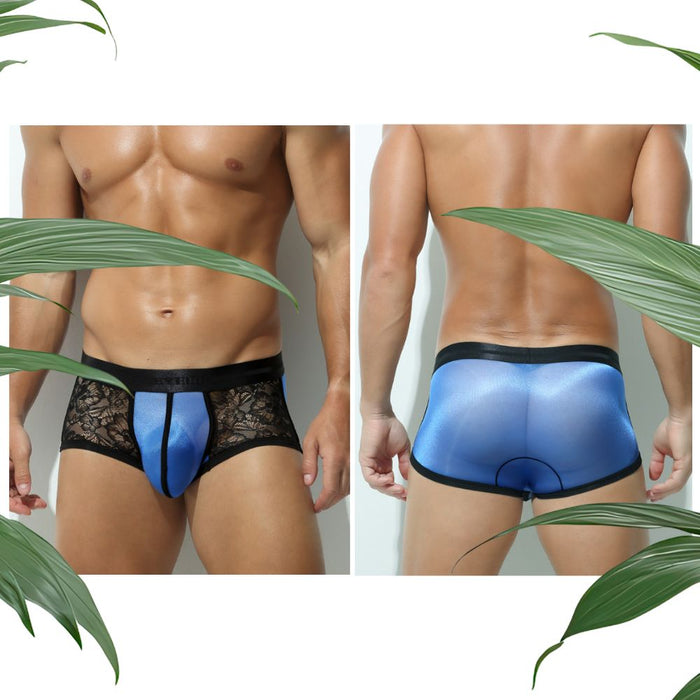 JEWYEE AY 782- 4-Pack  Men's Ultra-Thin Ice Silk & Stretch Lace Boxers with Comfort Crotch