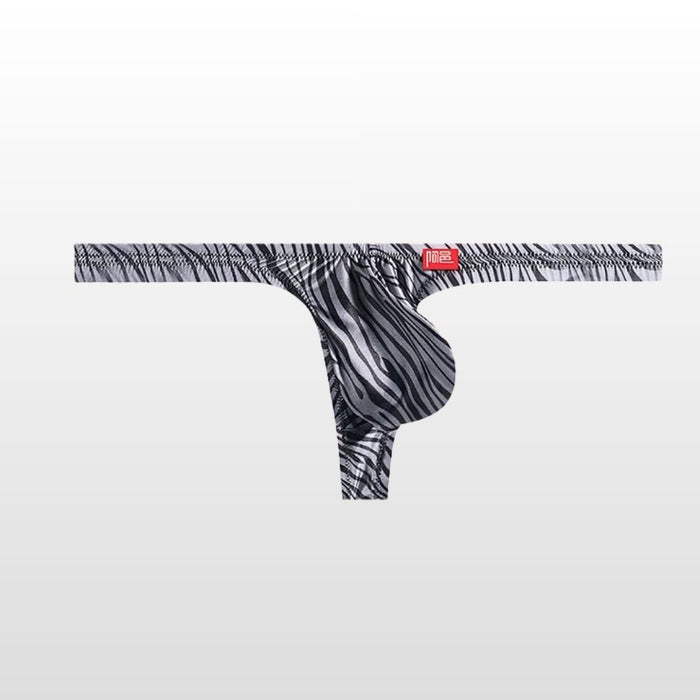 JEWYEE AY 753- 4-pack Men’s Sheer Ice Silk Animal Print Thong - Ultra-Thin, Breathable, Fit with Adjustable Support