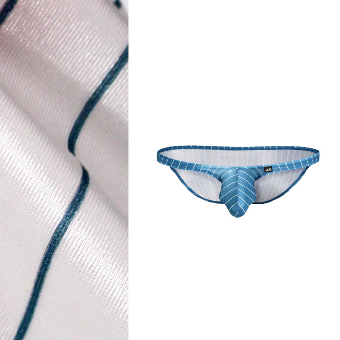 JEWYEE AY 725 - 4-Pack Men’s Satin Ice Silk Striped Briefs - Cooling, Breathable with Extended Contour Pouch