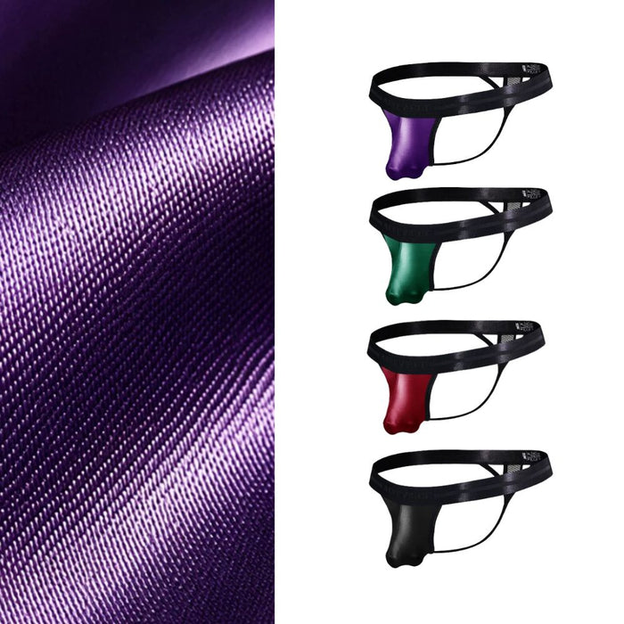 JEWYEE AY 783 - 4-Pack Men's Liquid Satin Ultra Thin Ice Silk 3D Pouch Thongs