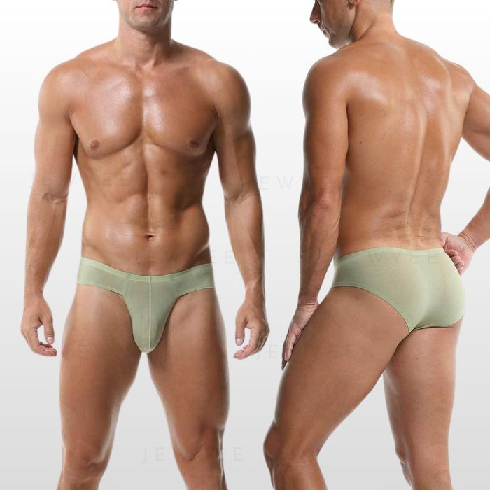 (4-Pack) Men's Low-Rise Ultra Thin Mesh Ice Silk Briefs - JEWYEE 6004SJ