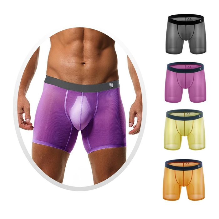 (4-Pack) Men's Ultra Thin Ribbed Ice Silk Underpants - JEWYEE 812