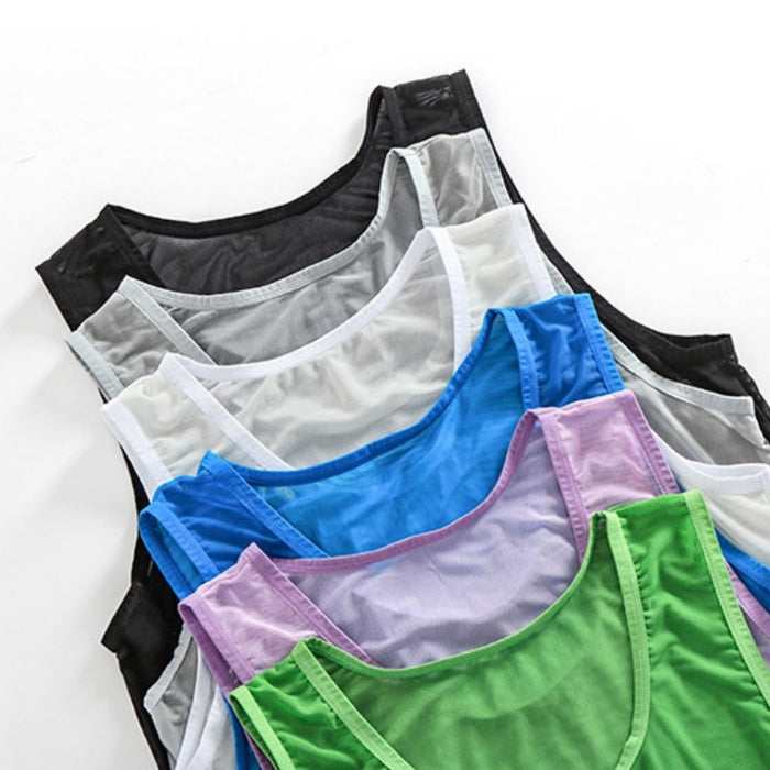 JEWYEE 1301- Men’s Ultra-Thin Ice Silk Mesh Tank Top – Lightweight, Breathable & Cooling