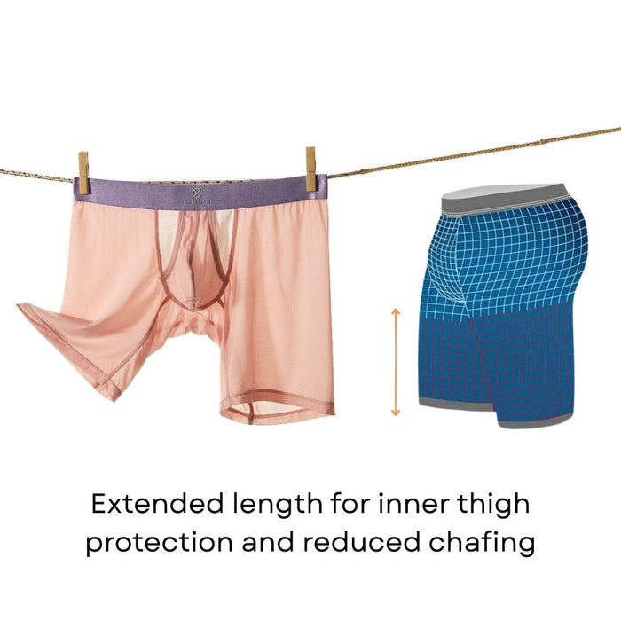 3-Pack JEWYEE 034DPJ - Men’s Dual Pouch Long Boxer Briefs – Breathable Ice Silk, Ultra-Thin Comfort