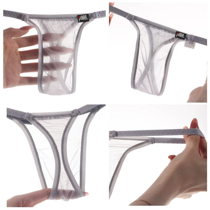 JEWYEE AY 732 - 4-Pack Men's  Ultra Thin Ice Silk No-Chafe 3D Seamless Pouch - Ice Silk Thongs