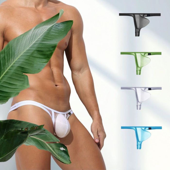 4-Pack Men's See-through Ice Silk Thongs Up to Size XXL - JEWYEE AY 855
