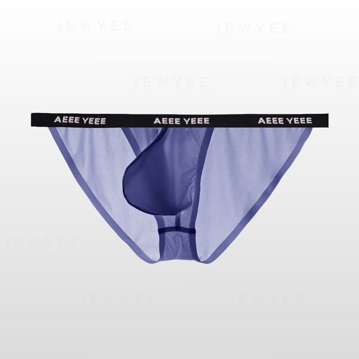 Men's See-through Ribbed Ice Silk Briefs Up to Size XXL (4-Pack) - JEWYEE AY 816