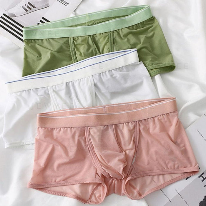 4-Pack Men's Dual Pouch Ice Silk Trunks- JEWYEE 1056P