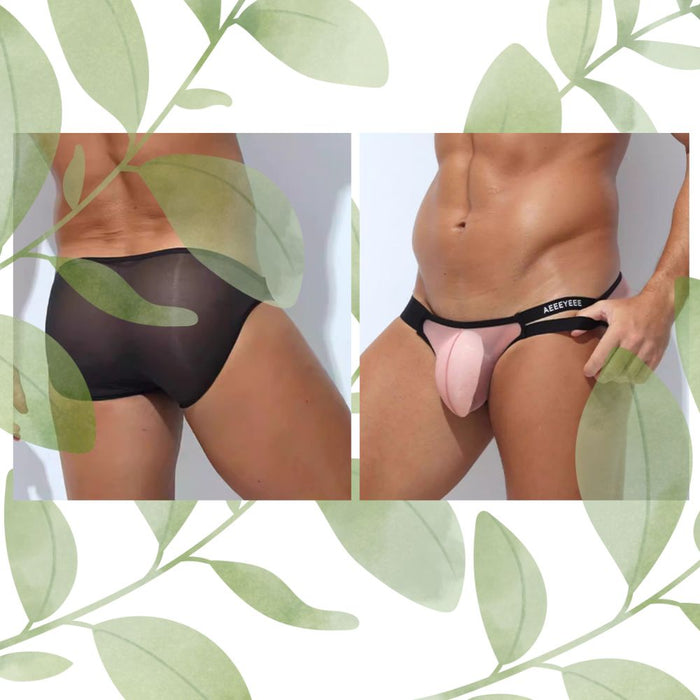 4-Pack Men's  Ultra Thin Ice Silk See-through Briefs - JEWYEE AY 1983