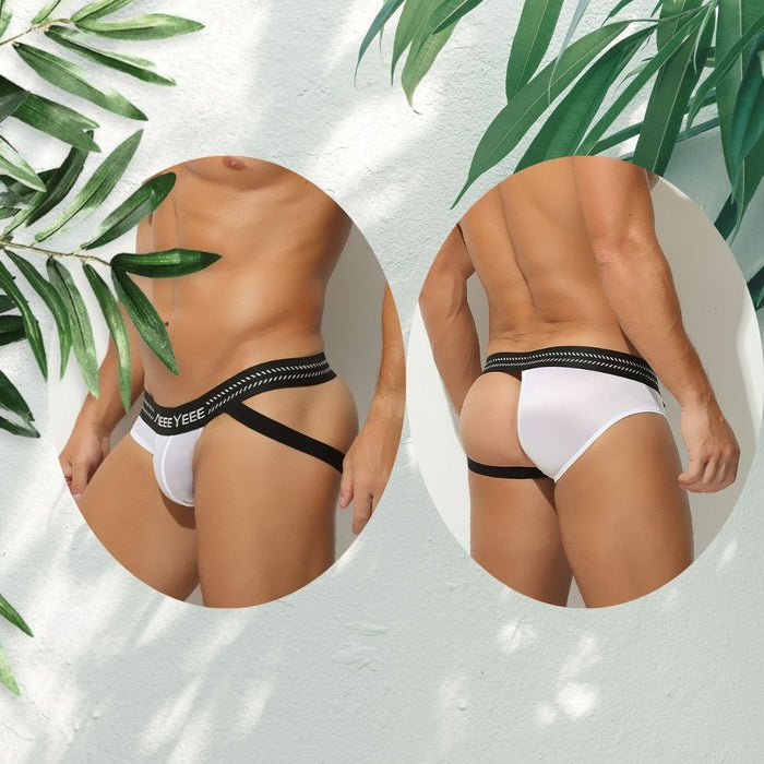 4-Pack Men’s Satin Ice Silk Low-Rise Hybrid Brief Thong - JEWYEE AY 714