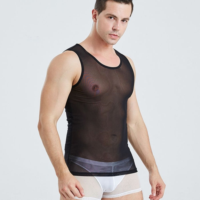JEWYEE 1301- Men’s Ultra-Thin Ice Silk Mesh Tank Top – Lightweight, Breathable & Cooling
