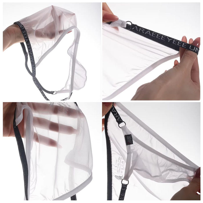 JEWYEE AY 733 - 4-pack Men’s  See-through Ultra Thin Ice Silk G-String Briefs