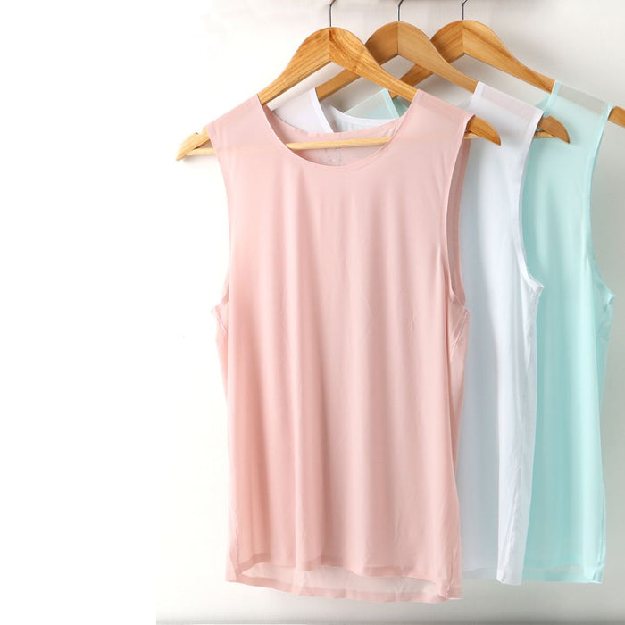Men's See-through Ultra Ice Silk Seamless Tank Top   - JEWYEE 1954