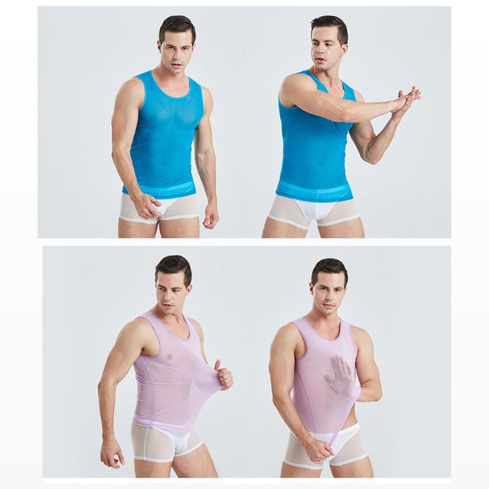 JEWYEE 1301- Men’s Ultra-Thin Ice Silk Mesh Tank Top – Lightweight, Breathable & Cooling