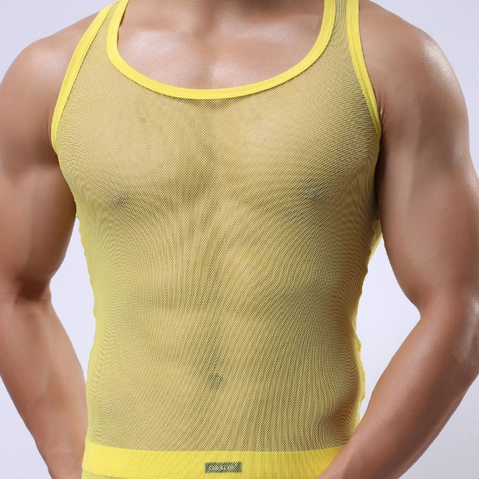 JEWYEE 509 - Men’s Slim-Fit Sheer Mesh Tank Top - Lightweight & Breathable