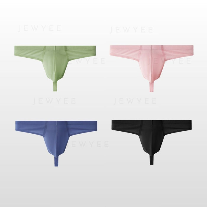 (4-Pack)Men's Ultra Thin Mesh Ice Silk Thongs - JEWYEE 6004DD