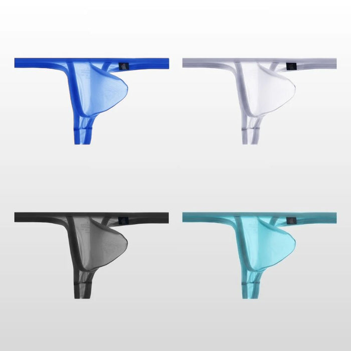 4-Pack Men's See-through Ice Silk Thongs Up to Size XXL - JEWYEE AY 855