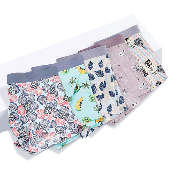 FINAL SALE -  (5-Pack) Printed Ice Silk Underpants for MenJEWYEE 8108