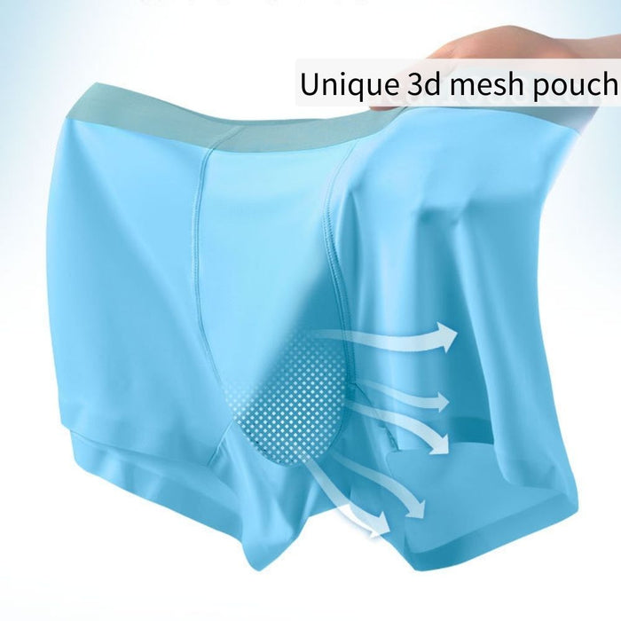 FINAL SALE -  (4 Pack) Men's Perforated Pouch Ice Silk Trunks- JEWYEE - J012