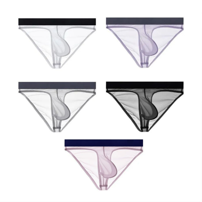 (5-Pack) Men's Ultra Thin Ice Silk Low-Rise Briefs  -JEWYEE AY 835