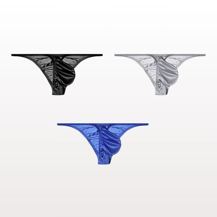 3-Pack Men's Satin-Finish Ice Silk Low-Rise Bikini Briefs  - JEWYEE AY 888