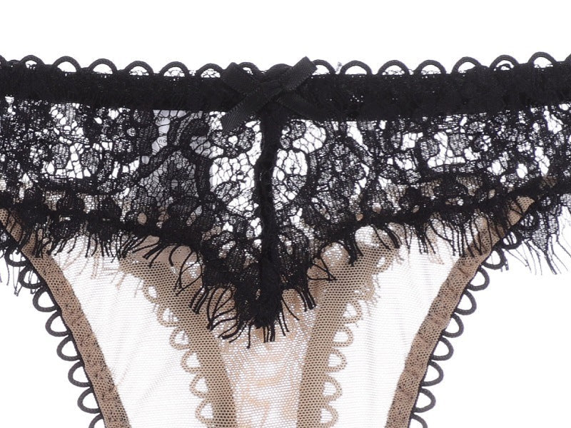 FINAL SALE -Lace-up Underwired Push Up Balconette Bra And Panties Set JEWYEE TY001