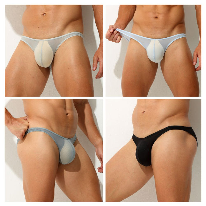  Ultra thin mesh ice silk BRIEFS. Seamless. Silk feeling. Featherlight. 4-Way stretch. Moisture wicking. Fast Dry. JEWYEE MEN'S UNDERWEAR.
