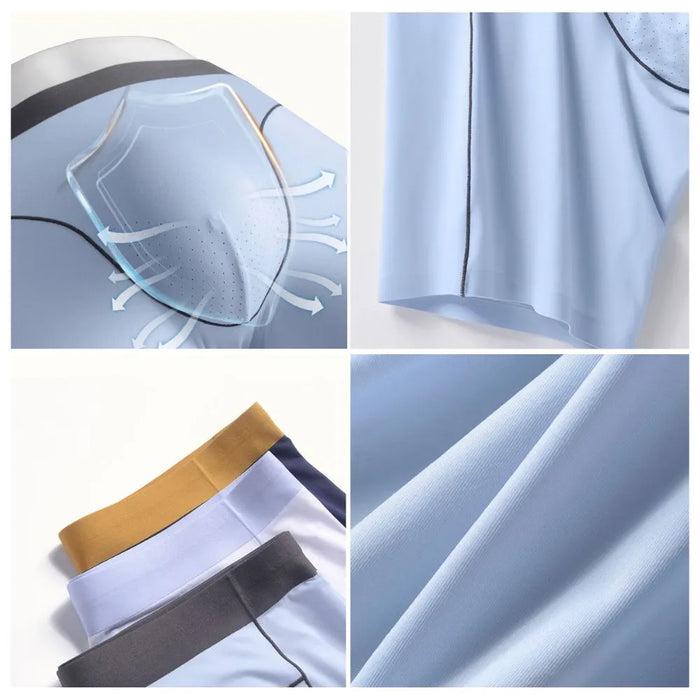 4-Pack Men's Ultra Thin Ice Silk Boxer Briefs Up to Size 3XL  -JEWYEE JC03