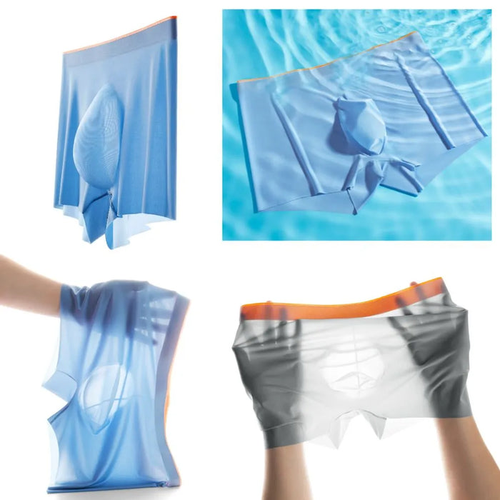 FINAL SALE - (4 Pack) No chafe 3D Seamless Pouch - Men's Ice Silk Trunks - JEWYEE - YL 8056