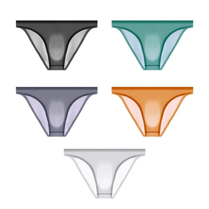 (5 Pack) No-Chafe 3D Seamless Pouch - Men's Ultra Thin Ice Silk Briefs- JEWYEE 808
