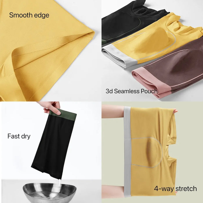 FINAL SALE - Men's  3D Seamless No-chafe Pouch LENZING Modal Trunks (4 pack) - JEWYEE 8808