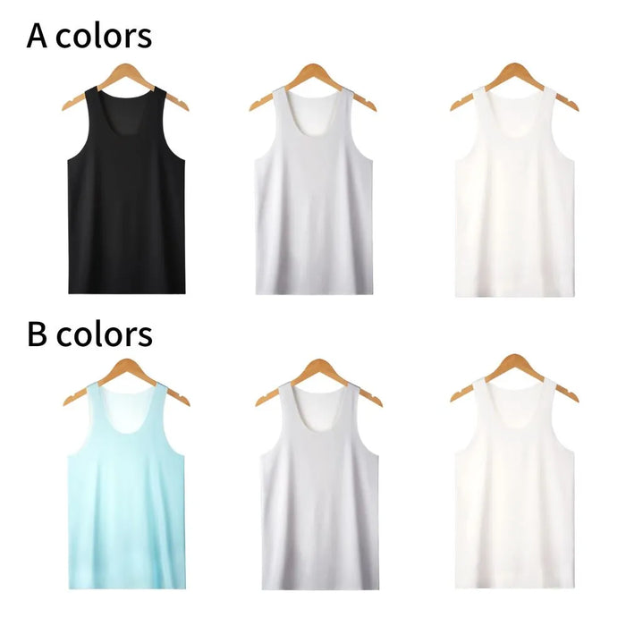 (3-Pack) Ultra Thin Ice Silk Seamless Tank Top for Men JEWYEE BX006