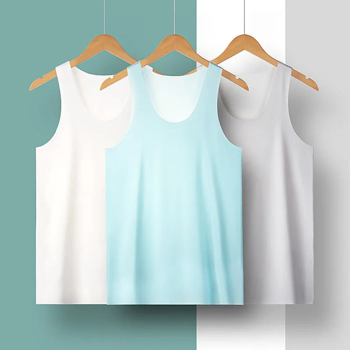 (3-Pack) Ultra Thin Ice Silk Seamless Tank Top for Men JEWYEE BX006
