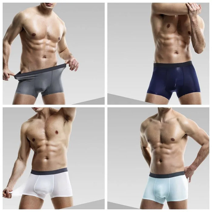 FINAL SALE -  (4 Pack) Men's Ultra Thin Ice Silk Underpants -JEWYEE B312