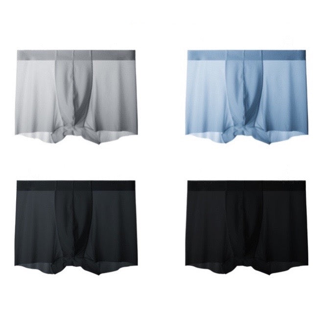 FINAL SALE -  (4-Pack) Men's Striped Ice Silk  Trunks -JEWYEE 3309