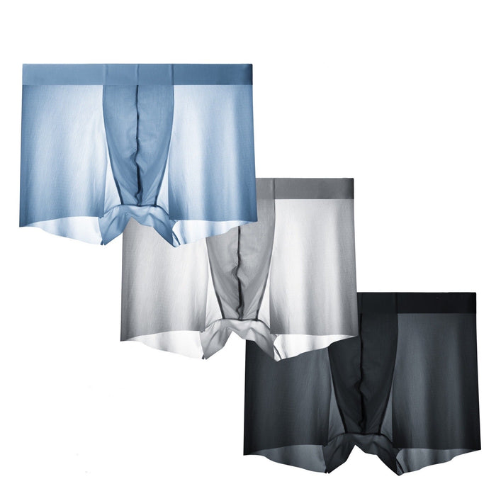 FINAL SALE -  (4-Pack) Men's Striped Ice Silk  Trunks -JEWYEE 3309