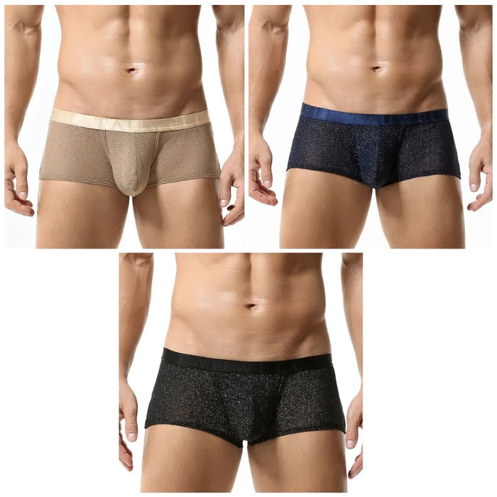 FINAL SALE - 3-Pack Men's  Low-Rise Underpants with golden thread - JEWYEE 23203