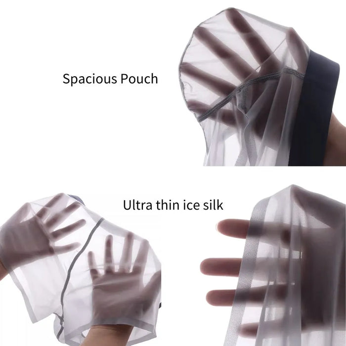 JEWYEE MEN'S UNDERWEAR. Dual-pouch design keeps each part in its own places.Stay cool and fresh.Low-Mid rise. See-Through. Ultra thin ice silk.Silk feeling. Featherlight. 4-Way stretch. Moisture wicking. Fast Dry.