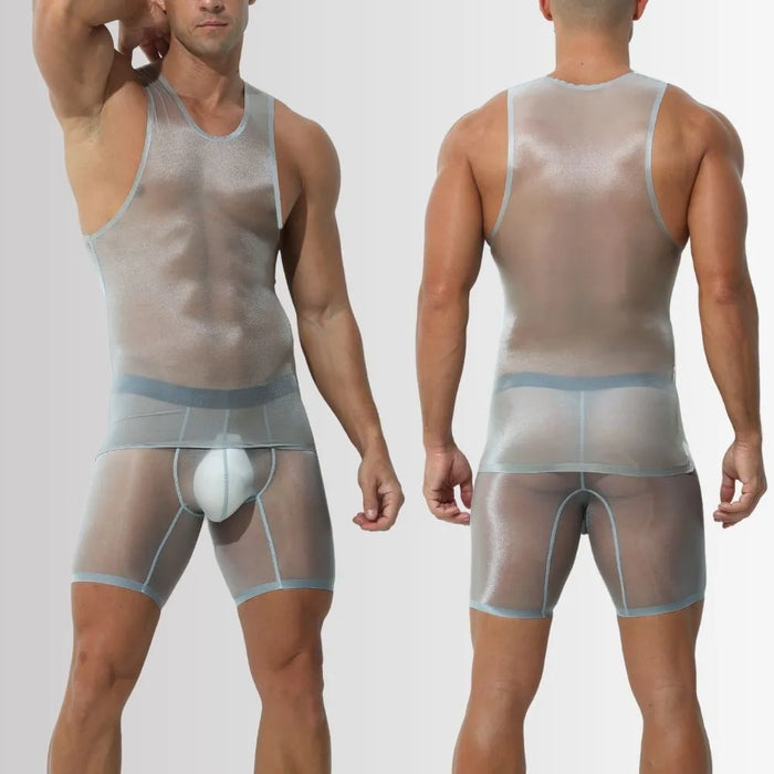 Men's See-through Ultra Thin Ice Silk Seamless Tank Top or Underpants  - JEWYEE AY 844/829