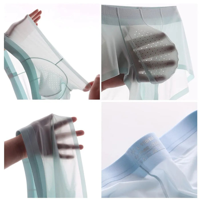 Men's 3D Pouch With Vent-holes Ice Silk Low-Rise Underpants (5-Pack) -JEWYEE AY 1974 B