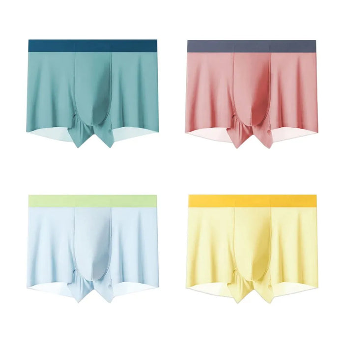FINAL SALE - Up To Size XXL- Men's Ultra Thin Ice Silk Trunks (4 Pack) - JEWYEE WL 9519