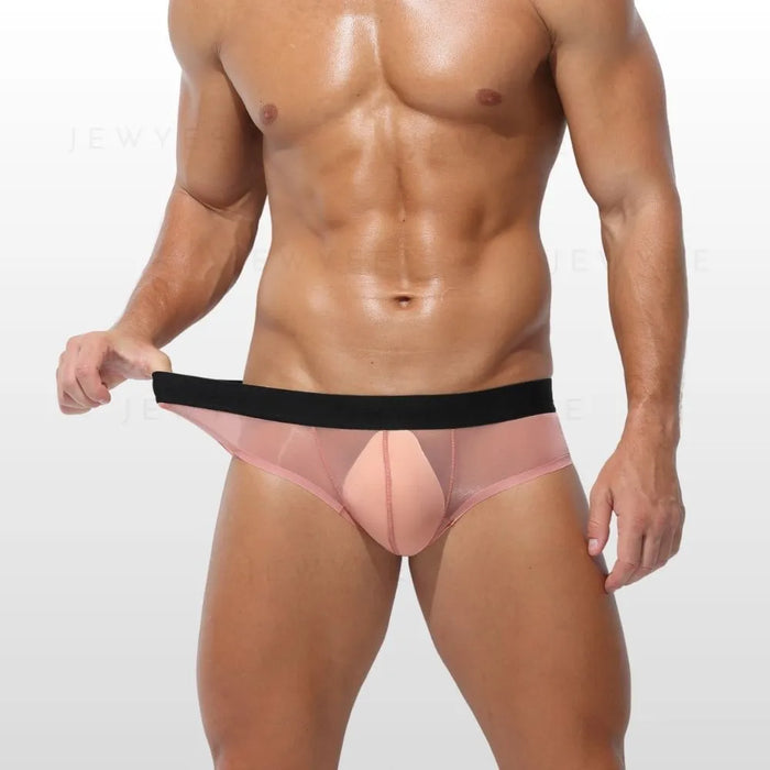 (4-Pack)Men's See-through Ultra Thin Ice Silk Low-Rise Briefs - JEWYEE AY 1980