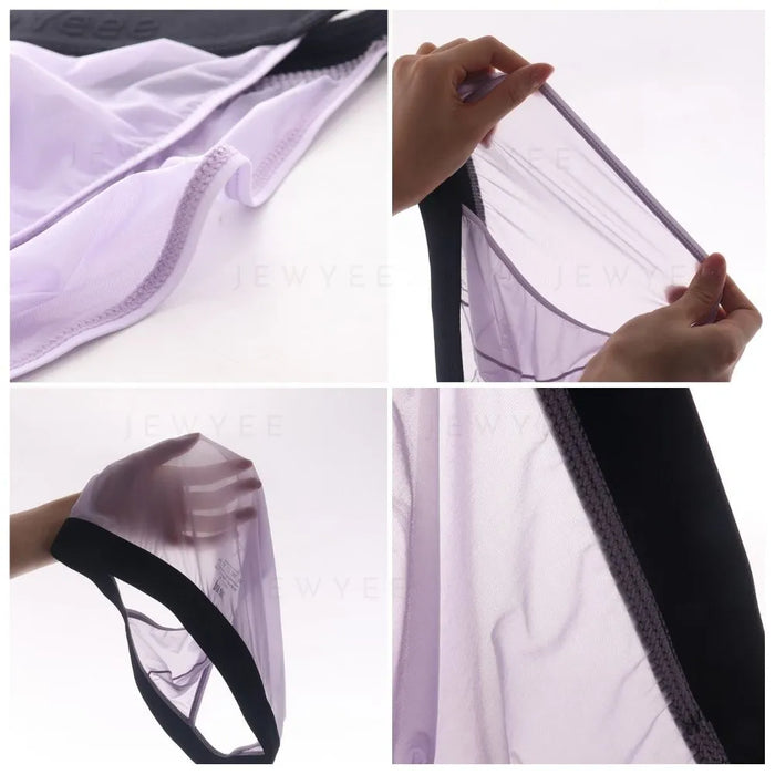 (4-Pack) Men's See-through Low-Rise Ultra Thin Ice Silk Briefs - JEWYEE AY 1981