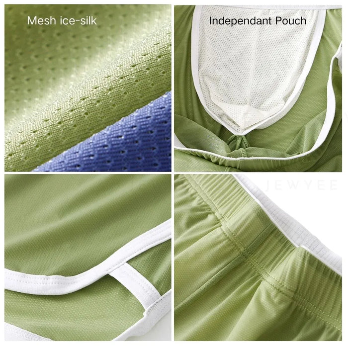 Men's Ice Silk Mesh Boxer Shorts with Independent Pouch(4-Pack) - JEWYEE CL 6004