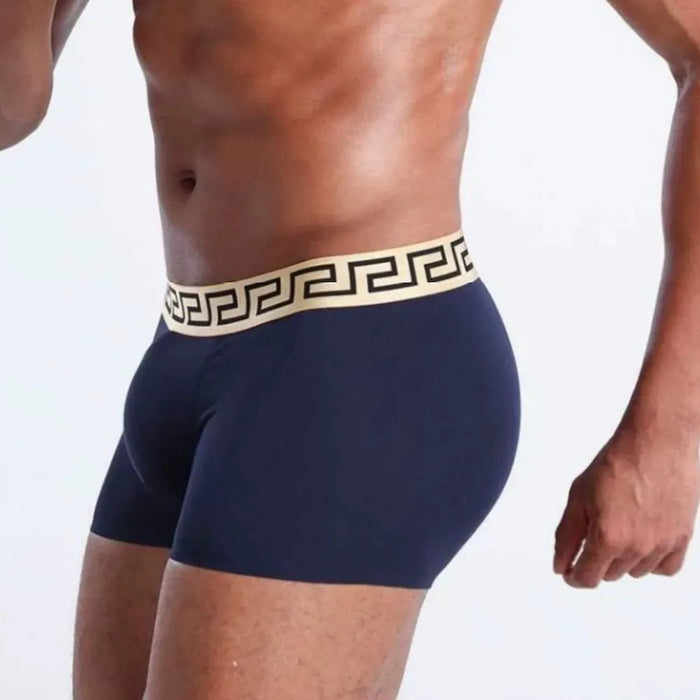 FINAL SALE - (4 Pack) Men's Decorated Waistband Ultra Thin Ice Silk Trunks- JEWYEE 3004