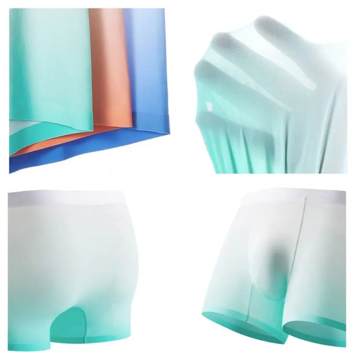 FINAL SALE - Men's Rainbow Colour Ultra Thin Ice Silk Trunks (4 Pack) - JEWYEE 6022