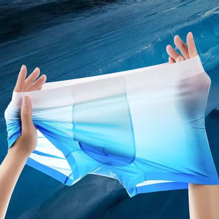FINAL SALE - Men's Rainbow Colour Ultra Thin Ice Silk Trunks (4 Pack) - JEWYEE 6022