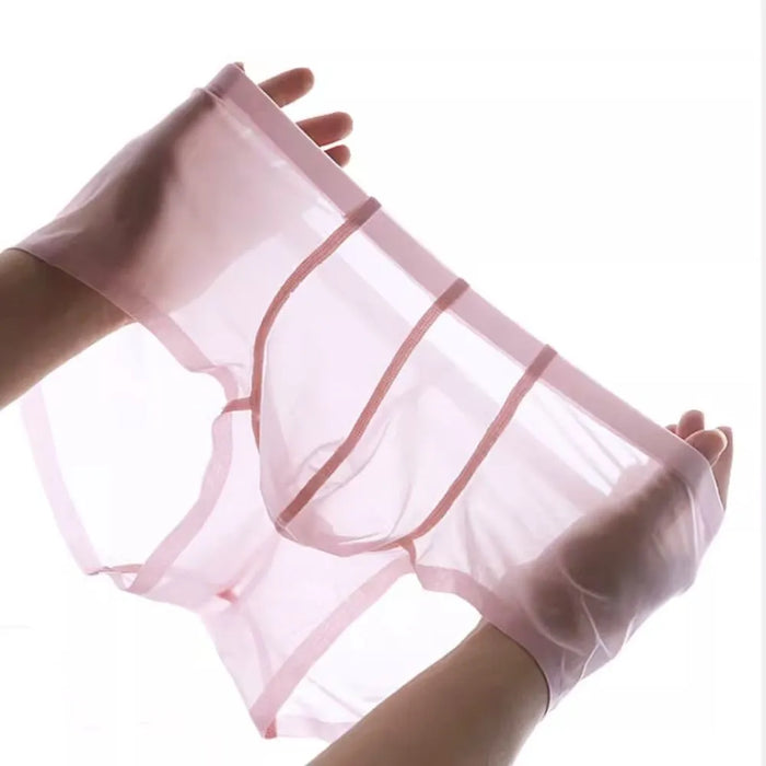 JEWYEE Men's See-through Low-Rise Ultra Thin Ice Silk Underpants  Ultra thin ice silk. Silk feeling. Featherlight. 4-Way stretch. Moisture wicking. Fast Dry.